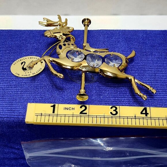 Crystal Delight 24K GP Reindeer Suncatcher Austrian Crystals Window Display 1997 - Picture 9 of 10